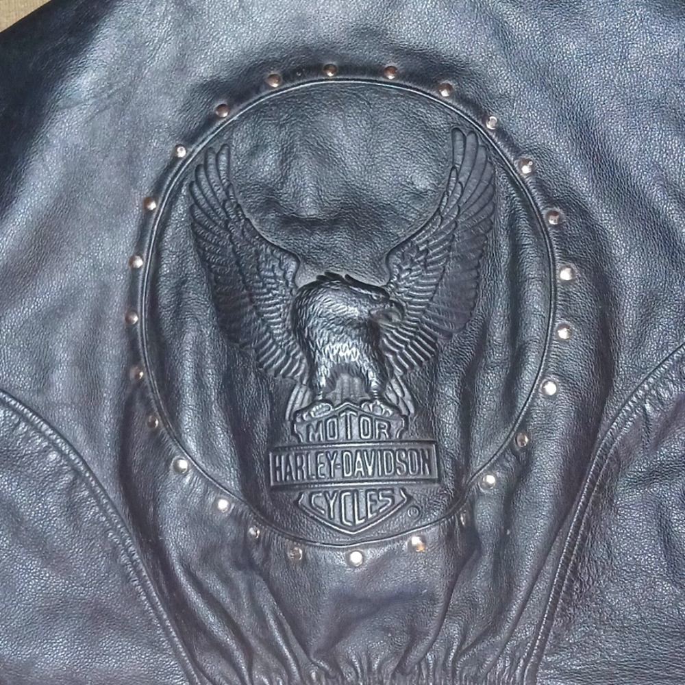 Harley Davidson Motor Clothes Womens Leather Jacket Color Black with Belt